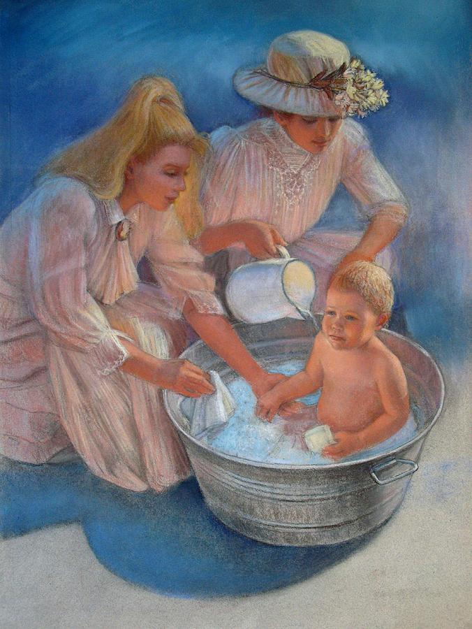 Babys Summer Bath Painting by Sue Halstenberg
