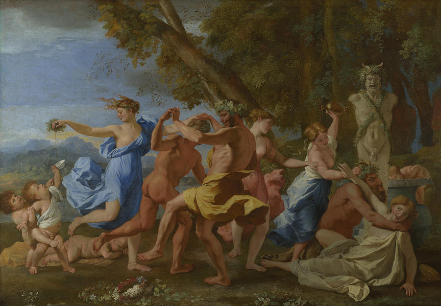 Bacchanal Before a Statue of Pan Painting by Nicolas Poussin