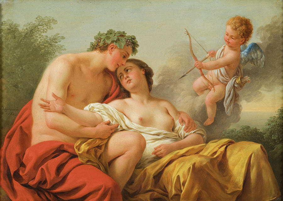 Bacchus and Ariadne Painting by Louis-Jean-Francois Lagrenee