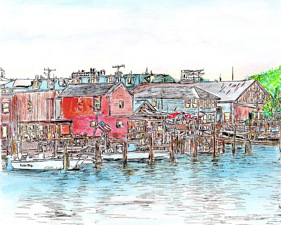 Back Bay, Atlantic City, NJ Drawing by Michele A Loftus