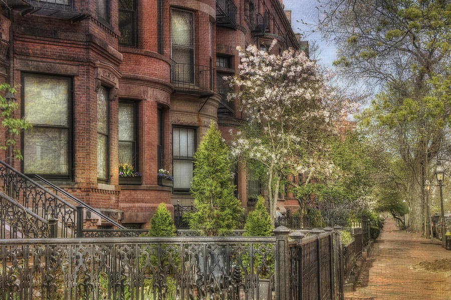 Boston Photograph - Back Bay Boston Brownstones in Spring by Joann Vitali