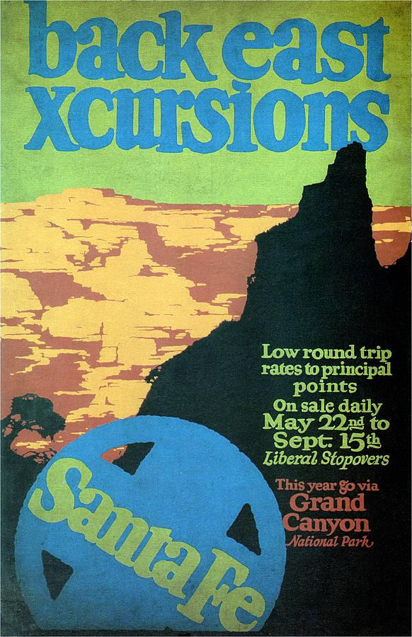 Back East Xcursions - Santa Fe, Mexico - Retro travel Poster - Vintage Poster Mixed Media by Studio Grafiikka