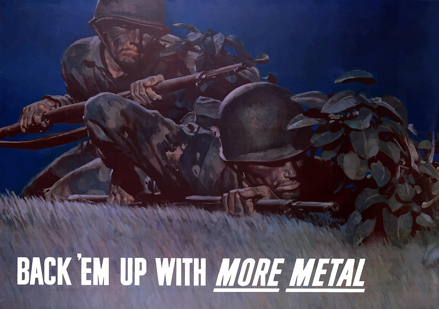 Propaganda Painting - Back Em Up -- WW2 by War Is Hell Store