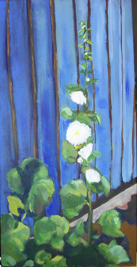 Flower Painting - Back Fence by Debbie Phillips Conejo