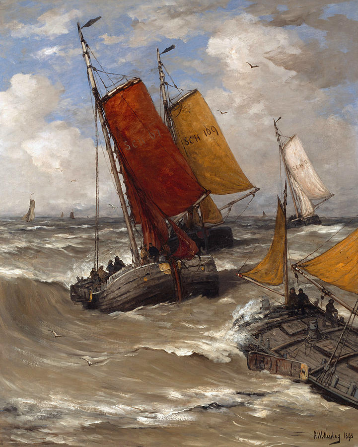 Back from Fishing Painting by Hendrik Willem Mesdag