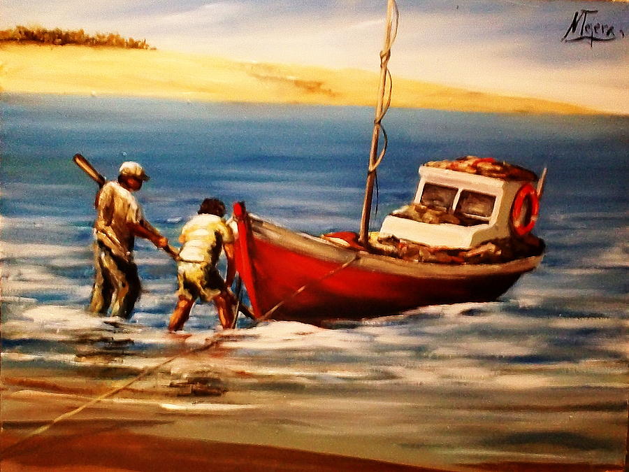 Boat Painting - Back From Sea by Natalia Tejera