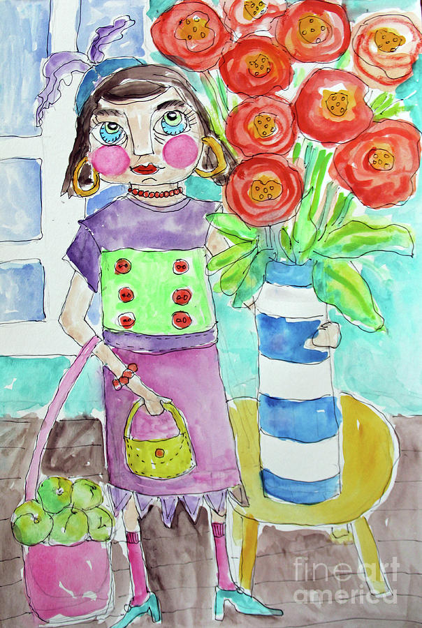 Back From The Market Painting by Rosemary Aubut