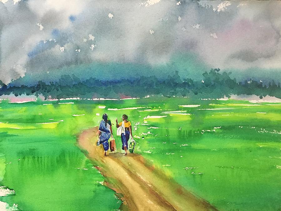 Back home .... Painting by George Jacob