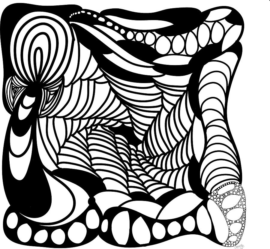  Back In Black and White 14 Modern Art by Omashte Drawing by Omaste Witkowski