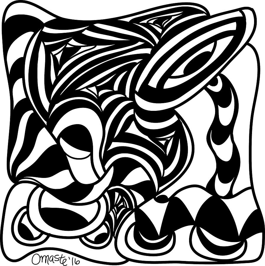 Back In Black and White 4 Modern Art by Omashte Drawing by Omaste Witkowski