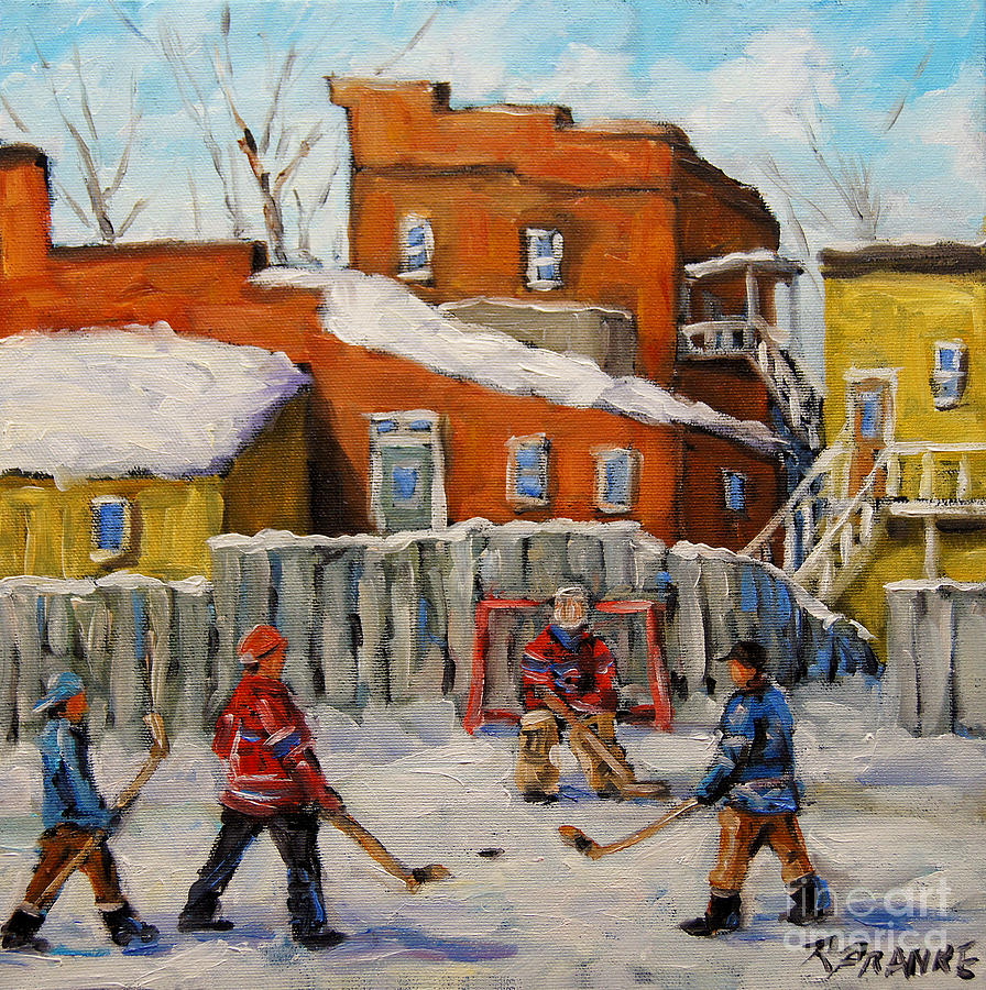 Back Lane Hockey created by Prankearts Painting by Richard T Pranke