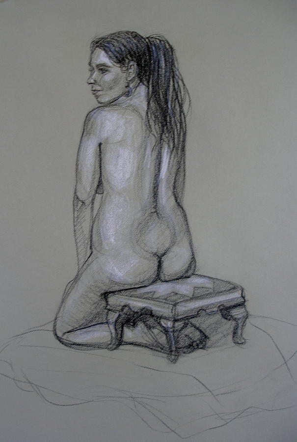 Back Nude 1 Drawing by Donelli  DiMaria
