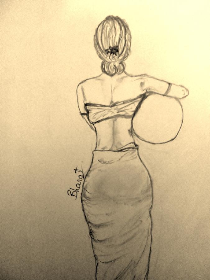 womans back drawing