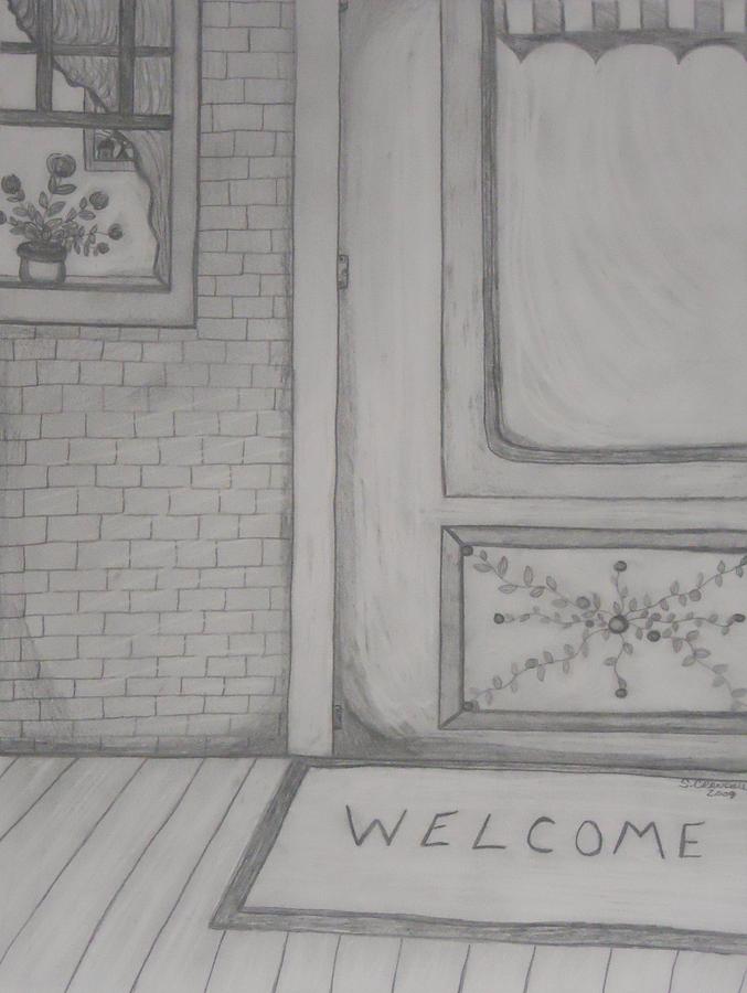 Architecture Drawing - Back Porch Welcome by Shannon Crandall