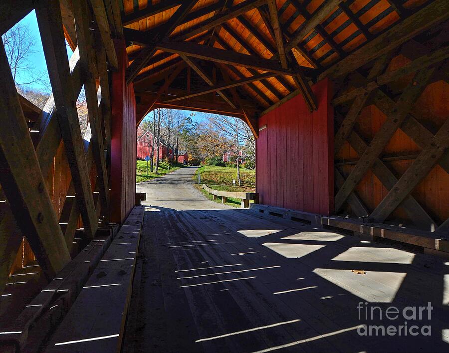 Back Roads of Vermont Through a Covered Bridge Photograph by Steve Brown