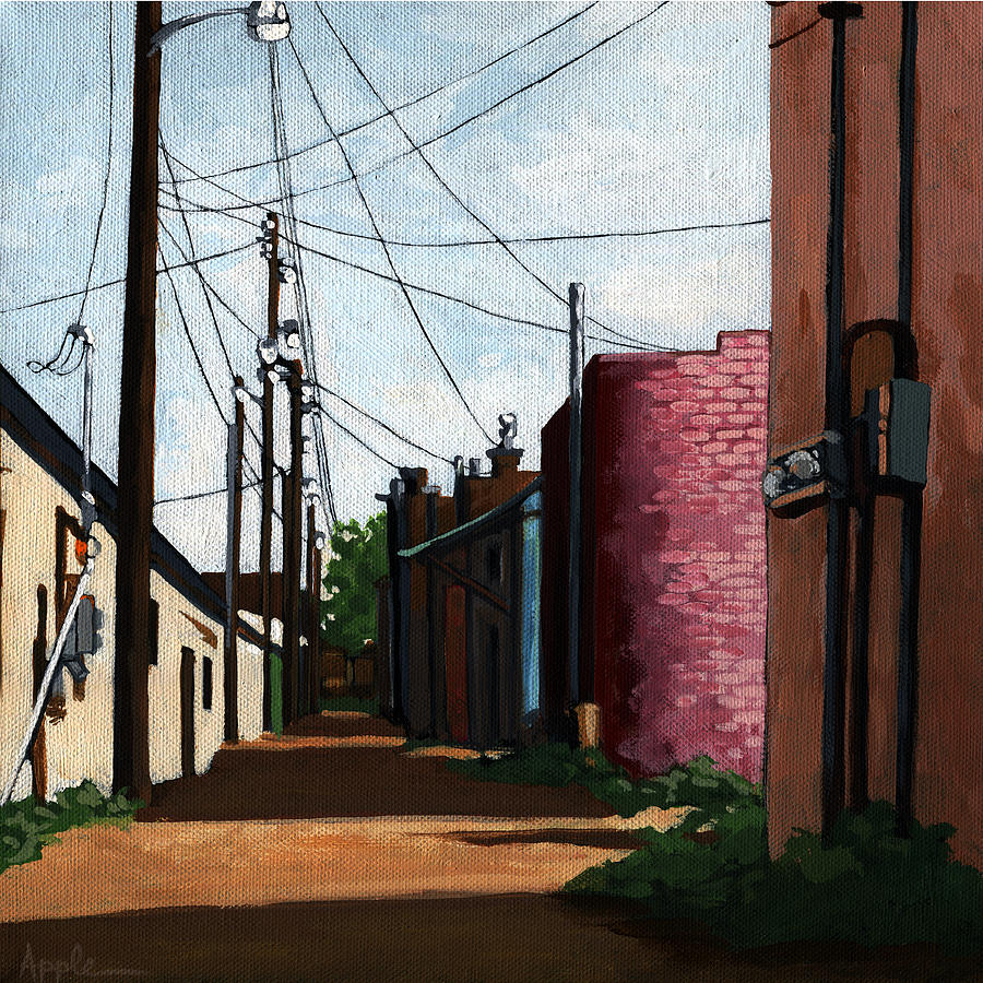 Back Street Alley city painting Painting by Linda Apple