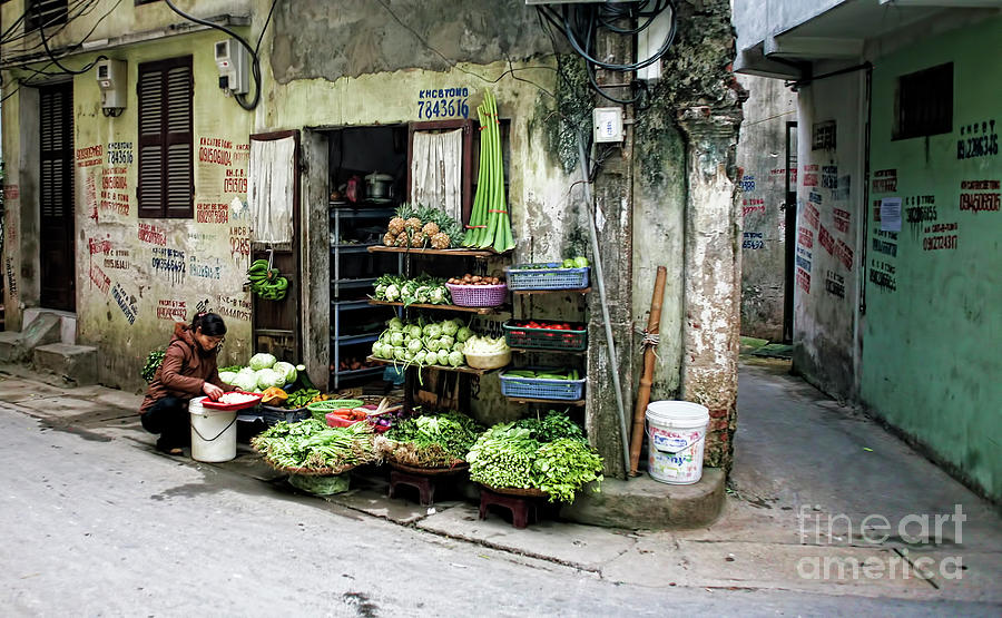 Back street Veggies Store Vietnam Photograph by Chuck Kuhn