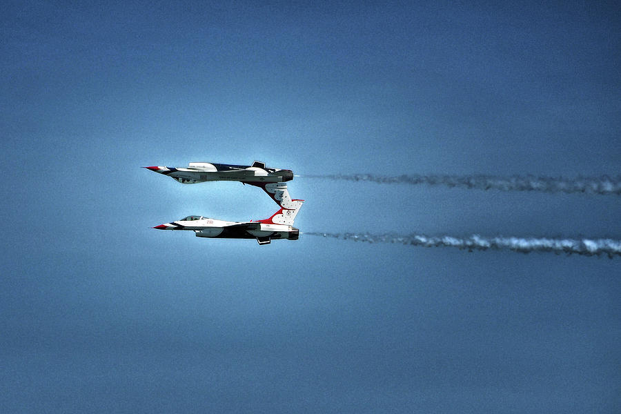 Back To Back Thunderbirds Over the Beach Photograph by Bill Swartwout