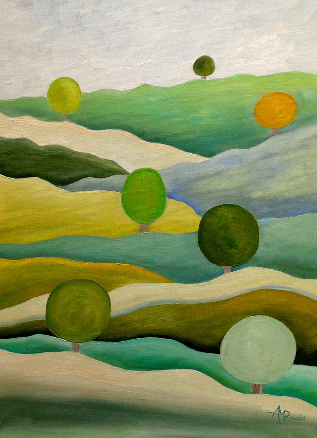 Back To The Green Fields Painting by Angeles M Pomata