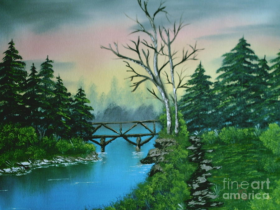 Back Woods Bridge Painting by Jim Saltis