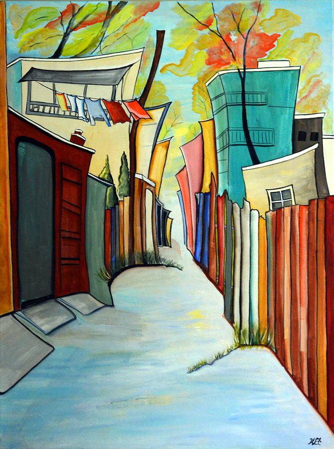 Back Yards Painting by Heather Lovat-Fraser