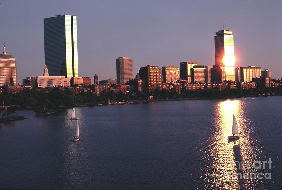 BackBay Boston Sunset in the Eighties Photograph by Tom Wurl