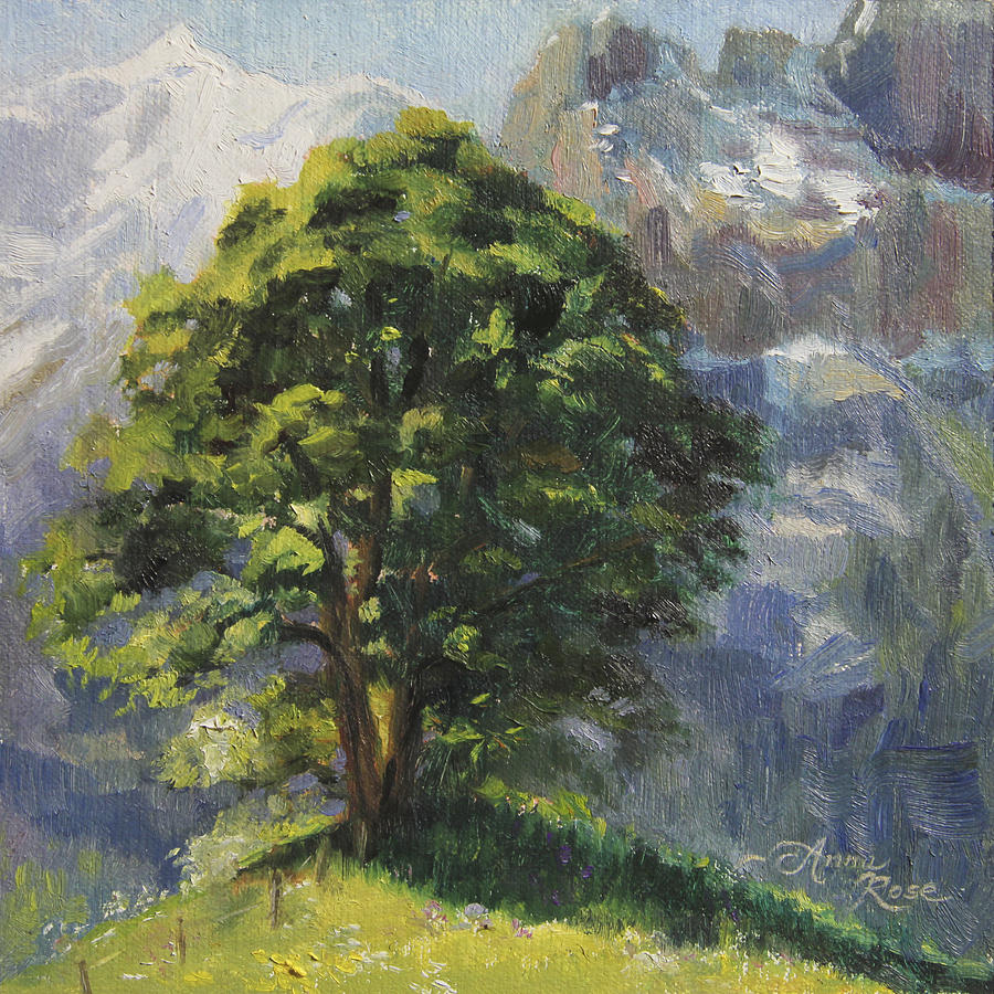 Mountain Painting - Backdrop of Grandeur Plein Air Study by Anna Rose Bain