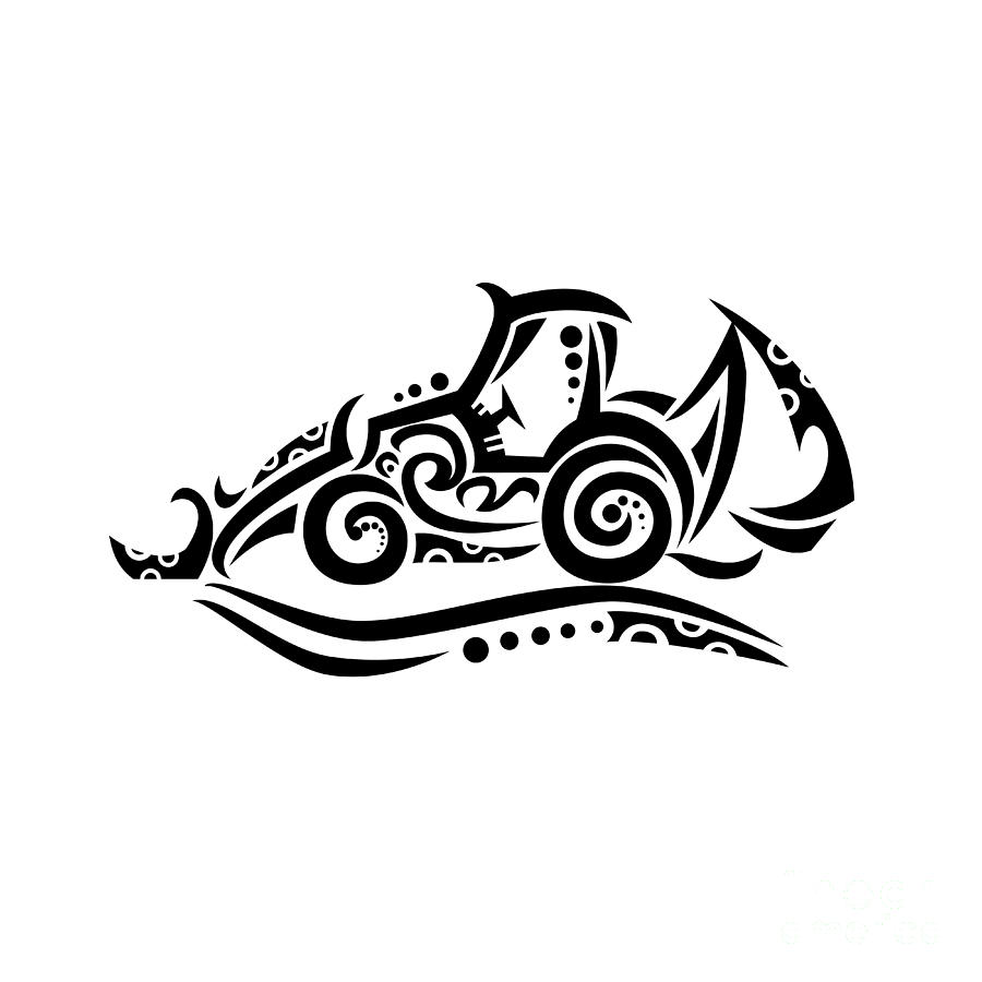 Backhoe Tribal Tattoo Digital Art
