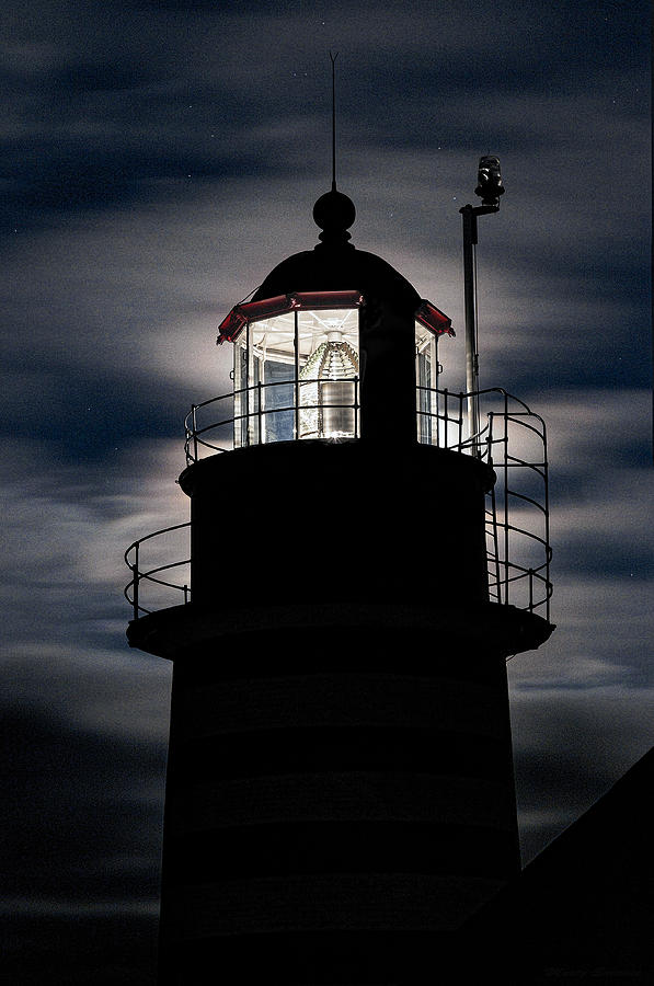 Backlight By Moonlight West Quoddy Head Lighthouse Photograph by Marty Saccone