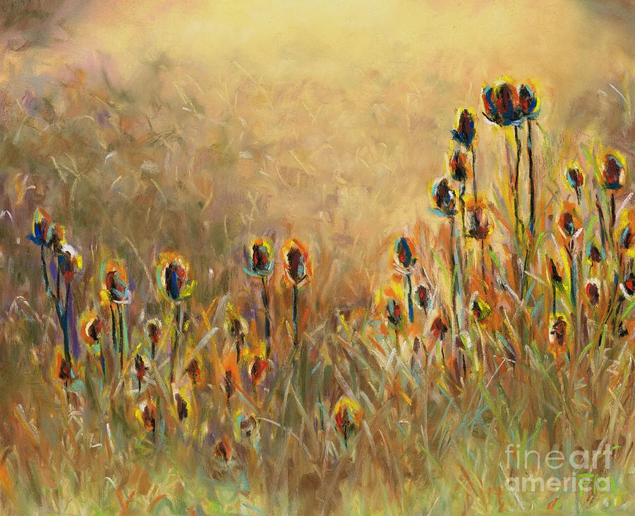 Backlit Thistle Painting by Frances Marino