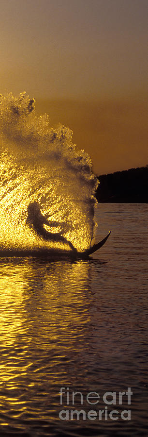 Waterski Photograph - Backlit waterskier  -  part 3 of 3 by Sean Davey