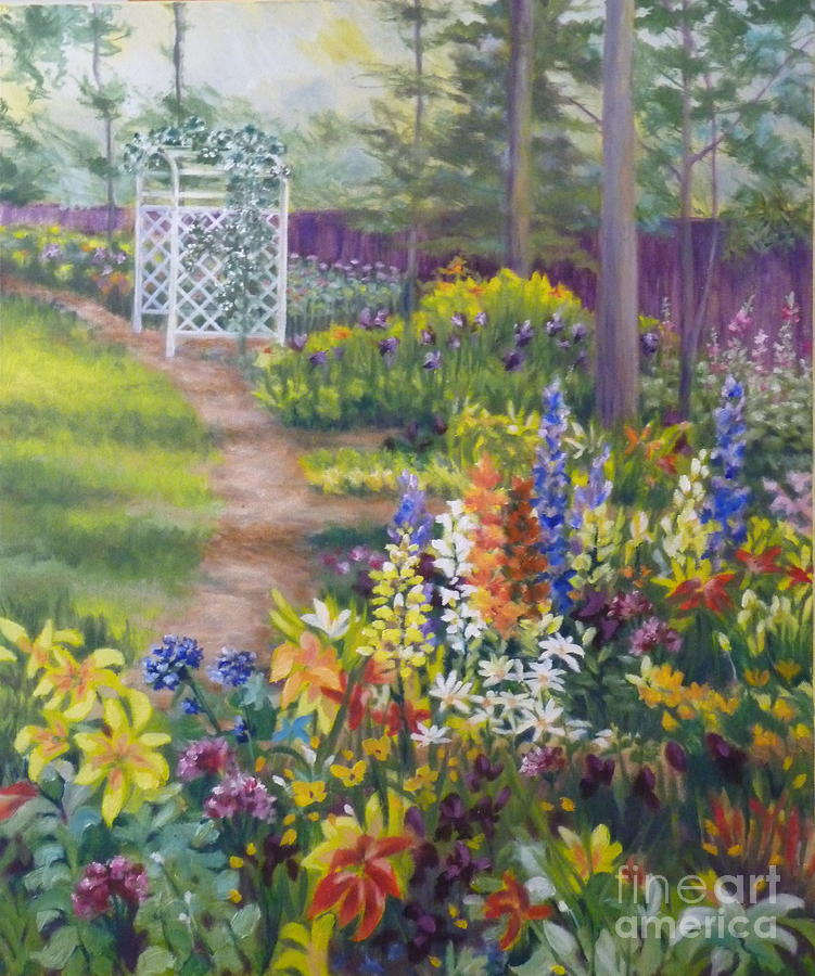 Backyard Garden Painting by Claire Wally - Fine Art America