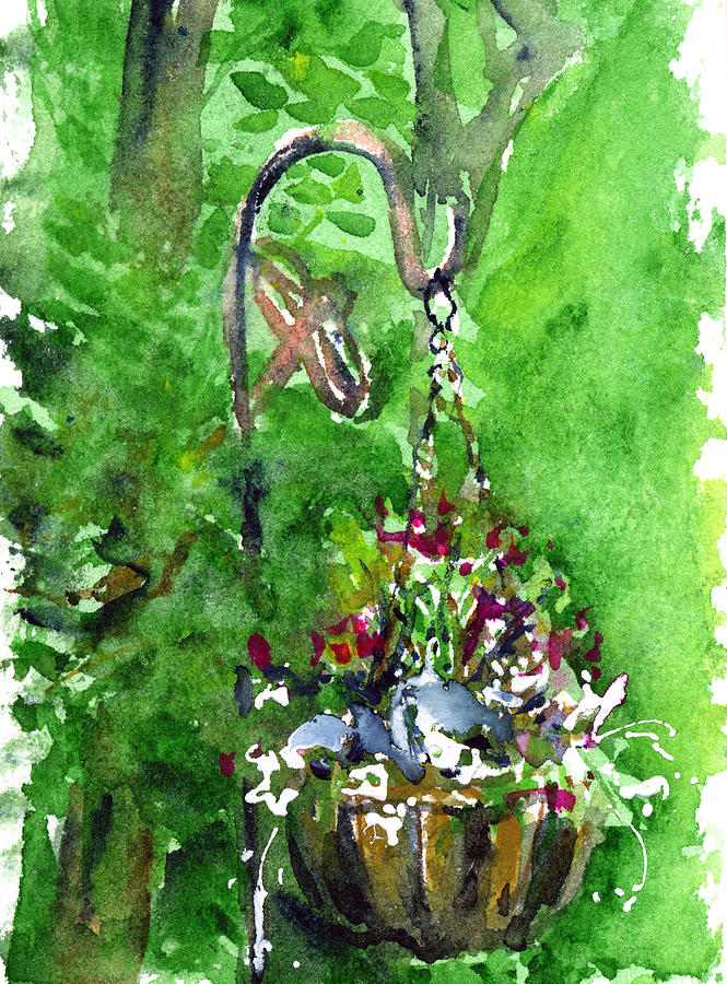 Backyard Hanging Plant Painting by John D Benson - Fine Art America
