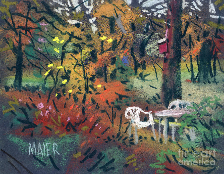 Backyard in Autumn Painting by Donald Maier