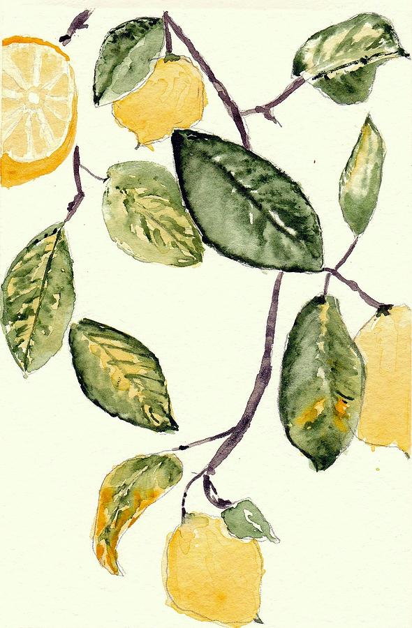 Backyard Lemons Painting by Jane Hayes