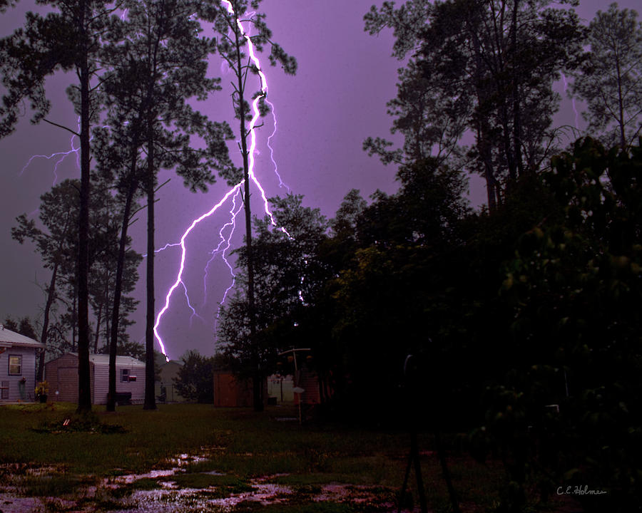 Backyard Lightning Photograph by Christopher Holmes