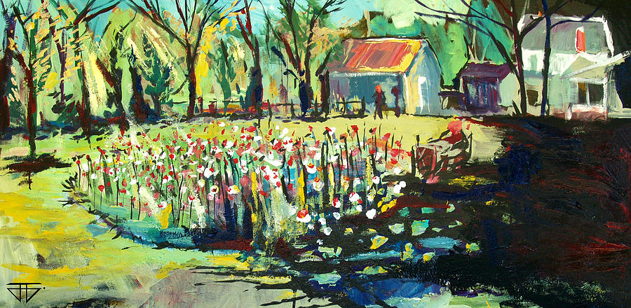 Backyard Poppies Painting by John Gholson