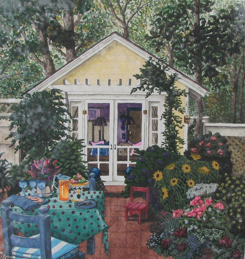 Flower Painting - Backyard Retreat by Collin Edler