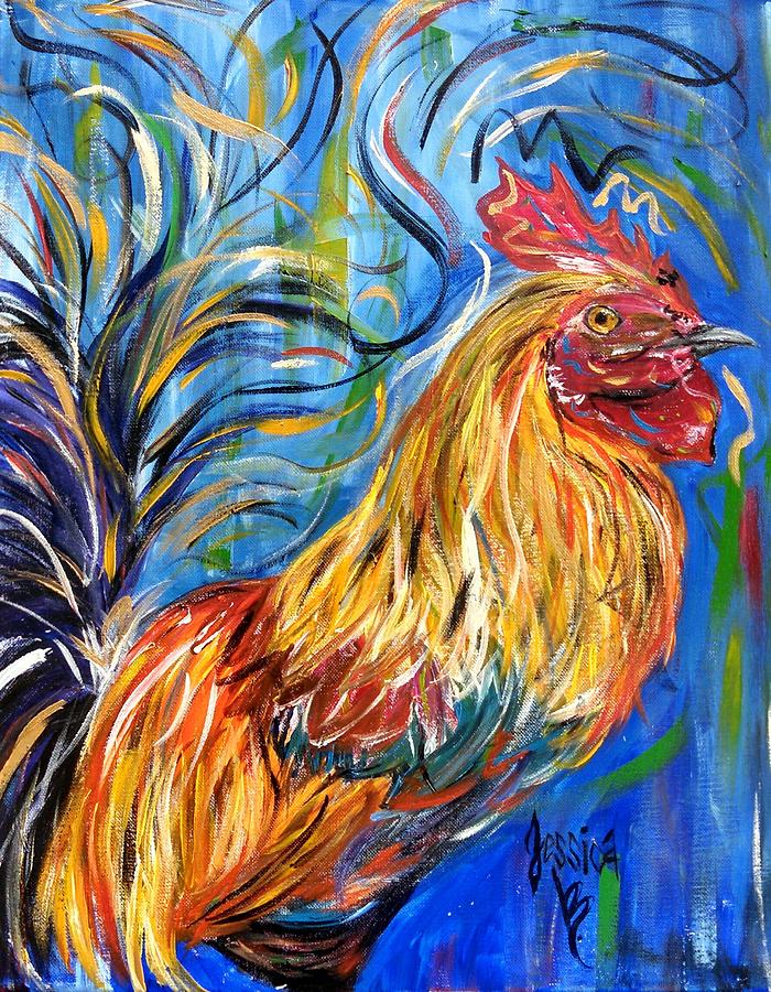 Backyard Rooster Painting by Jessica Burgess - Fine Art America