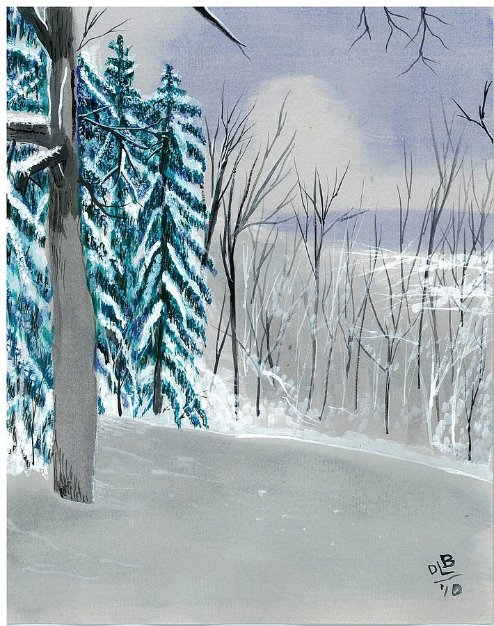 Backyard snow Painting by David Bartsch