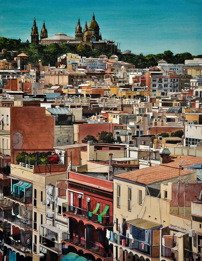 Backyards of Barcelona Painting by Robert W Cook