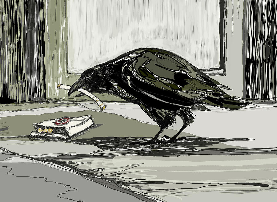 Crow Digital Art - Bad Habit by Peggy Wilson