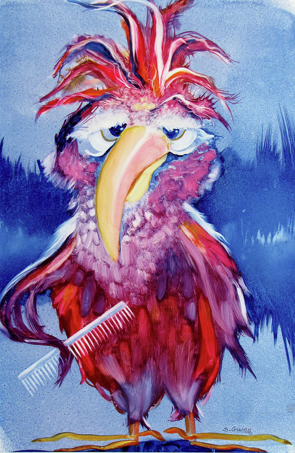 Feather Painting - Bad Hair Bird by Shane Guinn