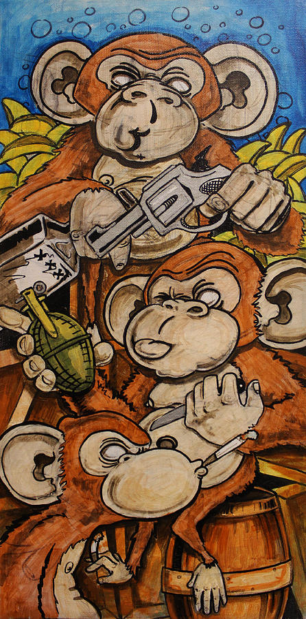 Monkey Painting - Bad Monkeys by Joshua Dixon