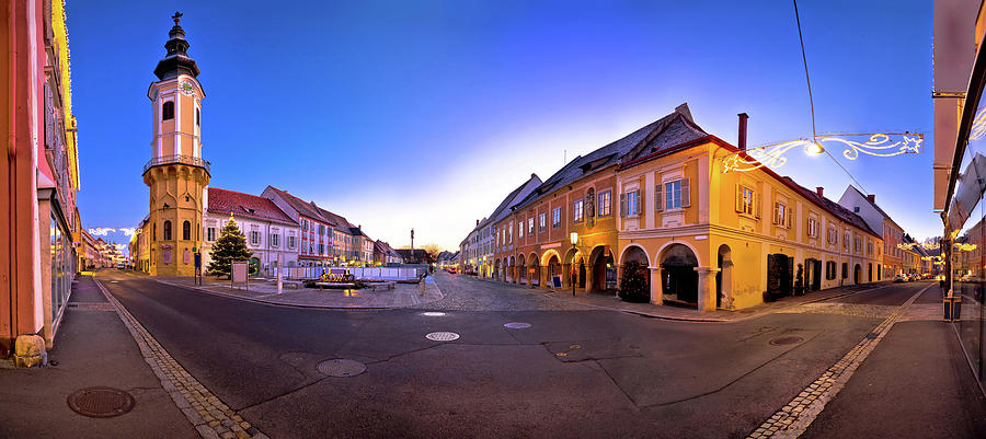 Bad Radkersburg main square evening advent panoramic view Photograph by Brch Photography