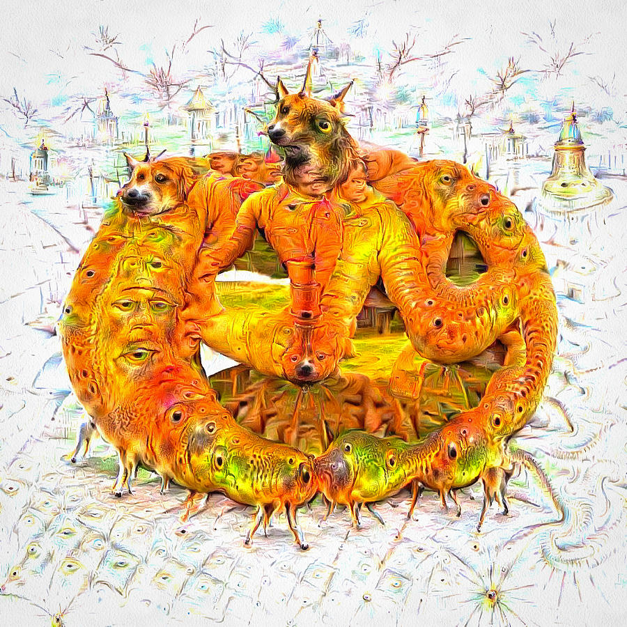 Bad trip - orange deep dream creature Digital Art by Matthias Hauser
