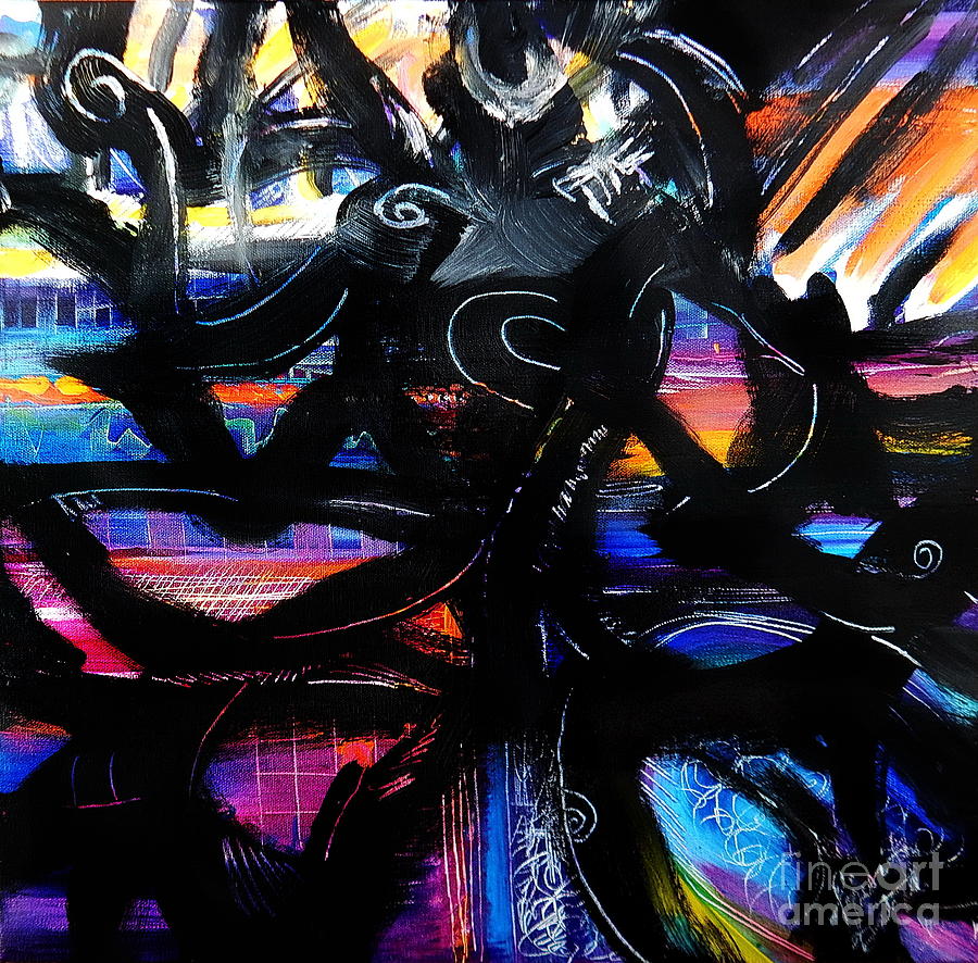 Badass Black Painting by Priscilla Batzell Expressionist Art Studio Gallery