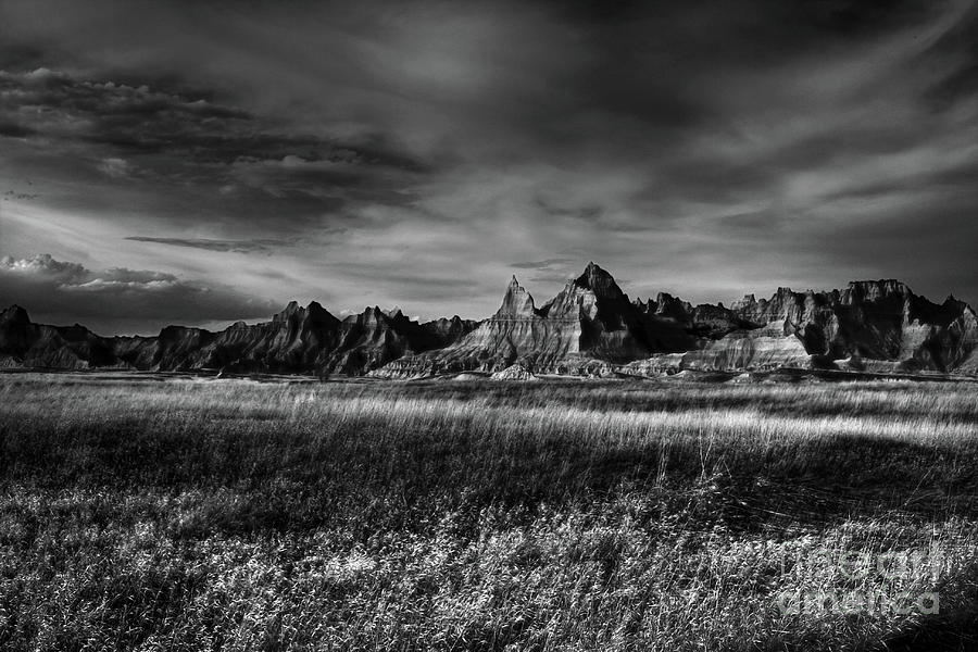 Badlands National Park South Dakota Landscape BW Photograph by Wayne Moran