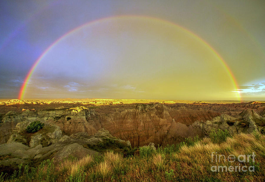 Badlands Rainbow Promise Photograph by Karen Jorstad