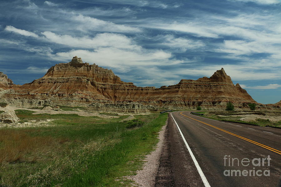 Nature Photograph - Badlands Road - South Dakota by Christiane Schulze Art And Photography